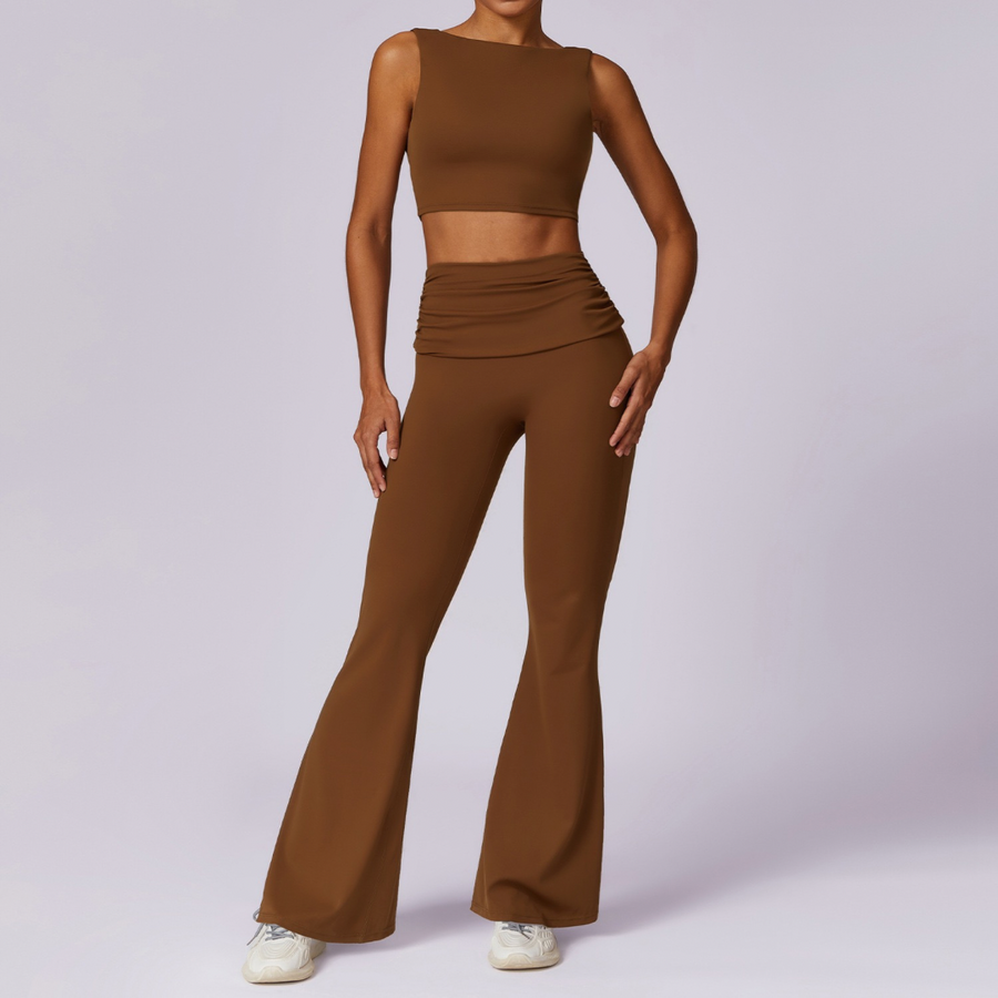 Elegant Square Top Flared Bottom Set - Caramel