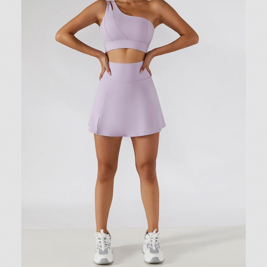 DONA Chic Single Shoulder Tennis Short Set - Lavender