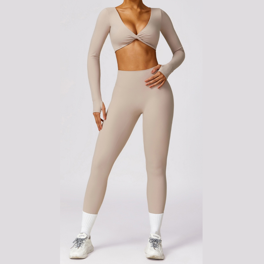 Sexy Long Sleeve Premium Legging Set - Nude