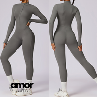 Classic Long-Sleeve Jumpsuit -  Grey