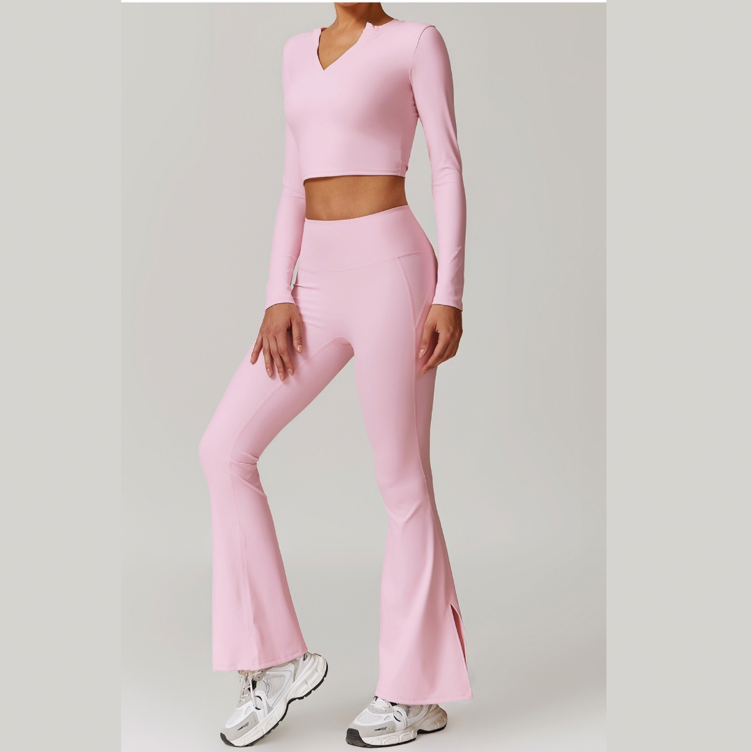 VERA Long Sleeve Yoga Legging Set - Pink