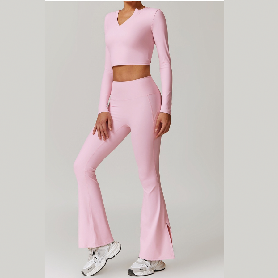 VERA Long Sleeve Yoga Legging Set - Pink