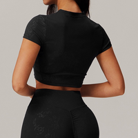 Elysian Glow Short Sleeve Crop Top - Black