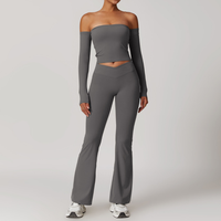 Sabrina Stylish Long Sleeve Flared Legging Set - Grey