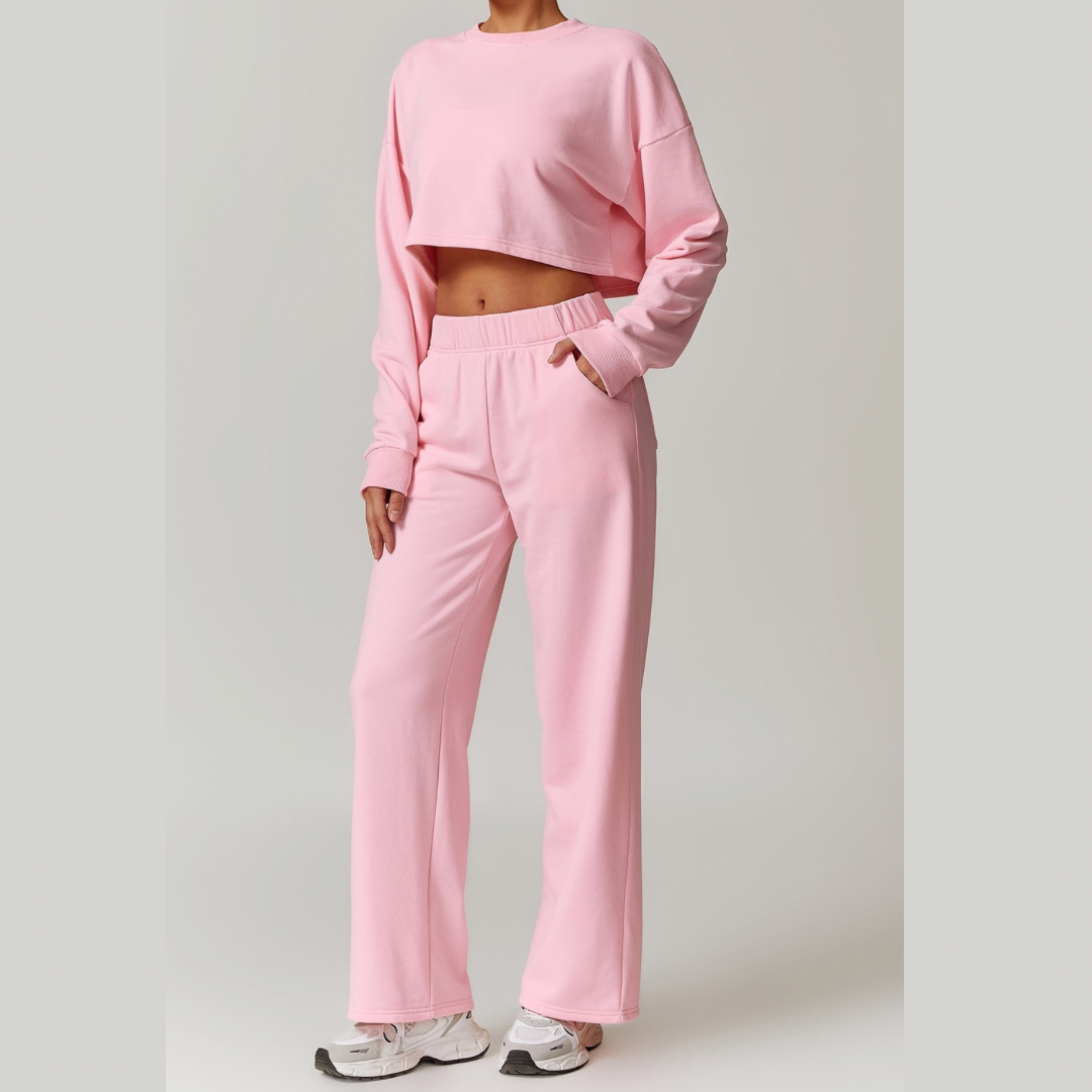 VERA 2 Pcs Open Back Winter Set - Pink