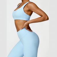 V-Top Skinny Scrunched Legging Set - Blue