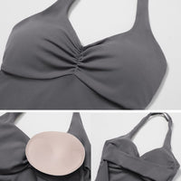 BILLI Scrunched V-Back Romper - Γκρι 