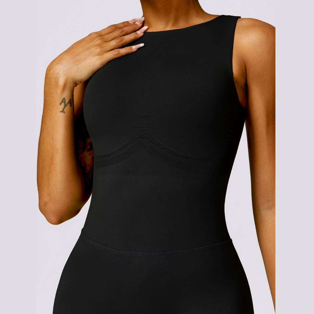 Seamless Deep-V Romper - Black