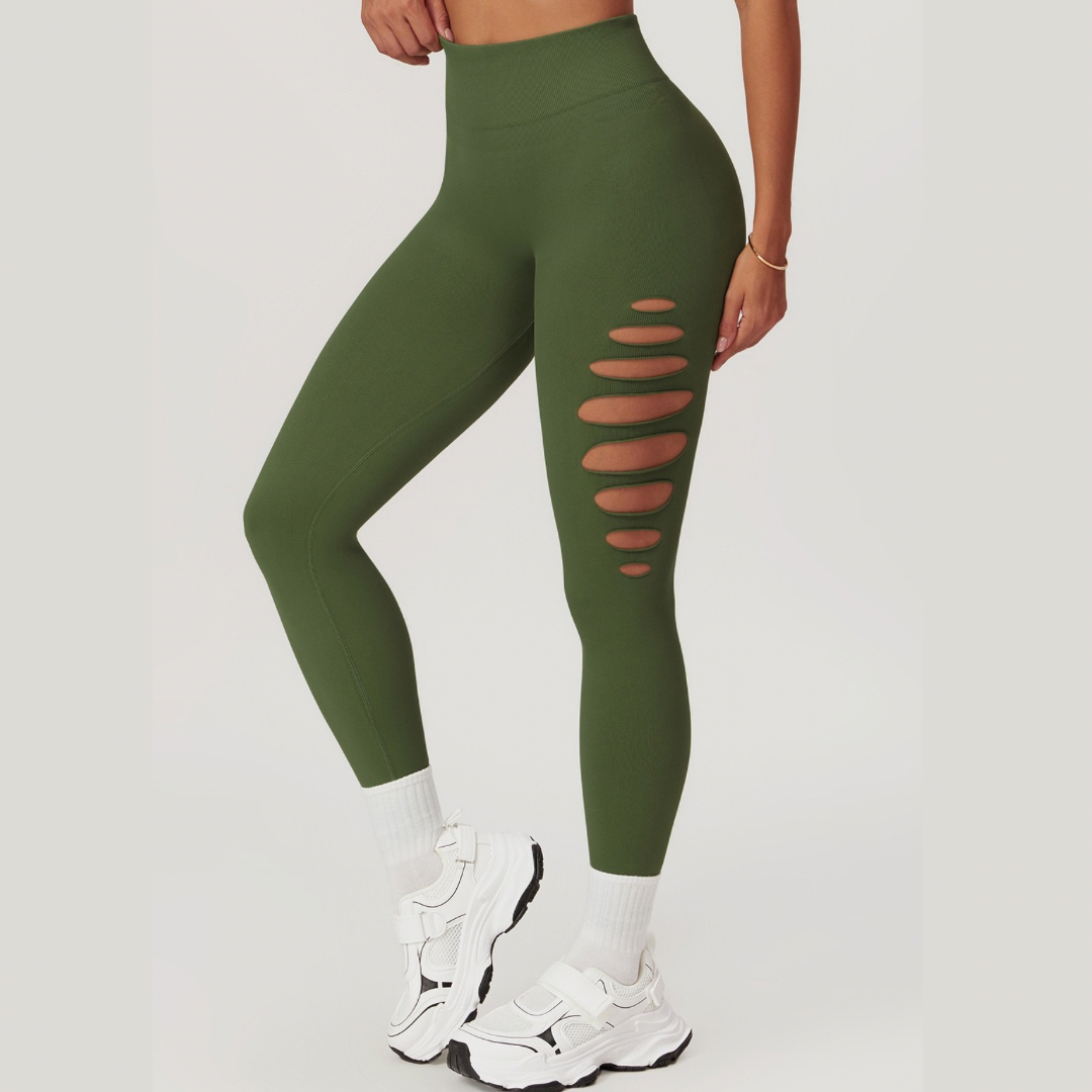 Unique Stylish Hollow Sexy Legging - Green