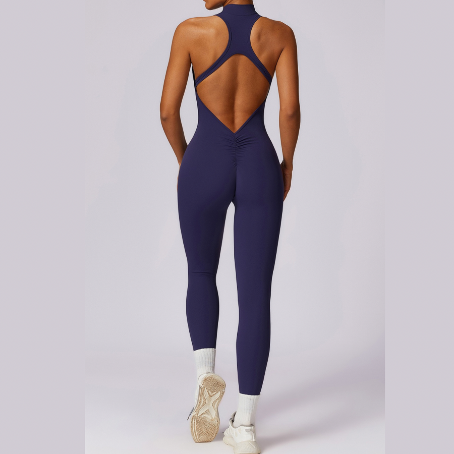 Scrunched Butt Lifting Jumpsuit - Navy Purple