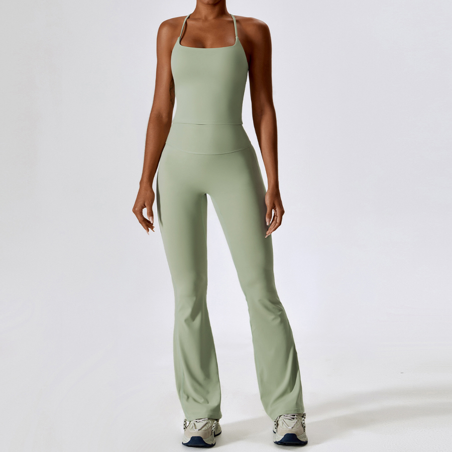 BETTY Vest Top Scrunch Flared Legging Set - Mint Green