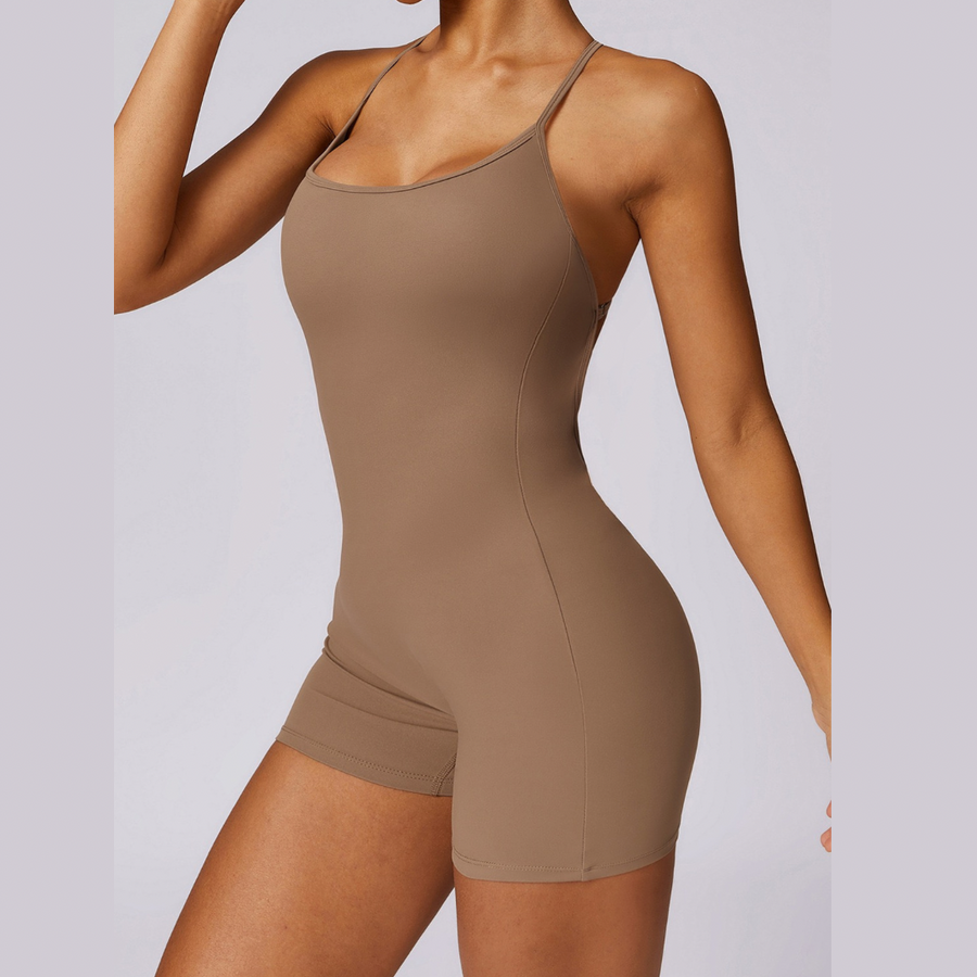 Summer Fashion Scruched Romper - Αμύγδαλο 