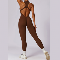 Scrunched Butt Lifting Jumpsuit - Coffee