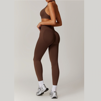 SANDY Seamless Backless Top Legging Set - Coffee