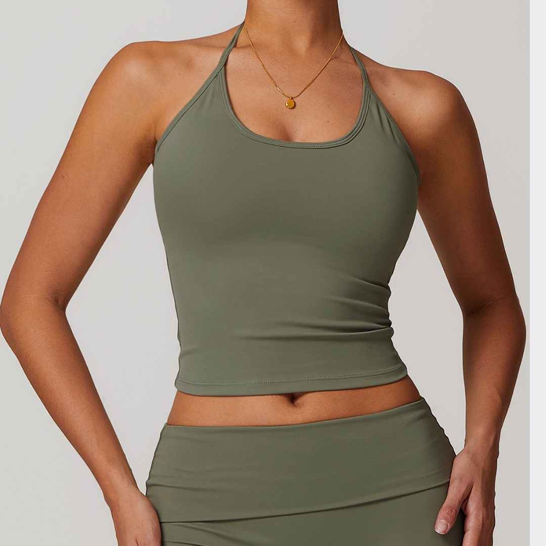 NATALIA Elegant Vest Top - Olive