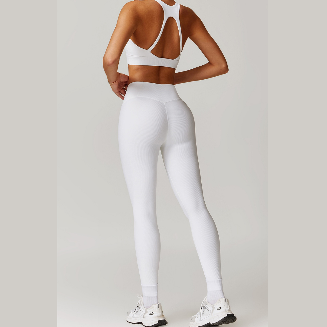 Alibi Ribbed Stylish Legging Set - White