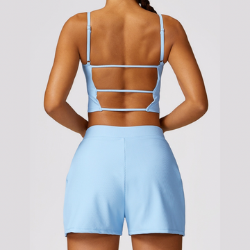 Ribbed Elegant and Stylish Short Set - Sky Blue