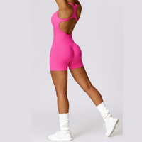 Seamless Cross Back Romper - Pink