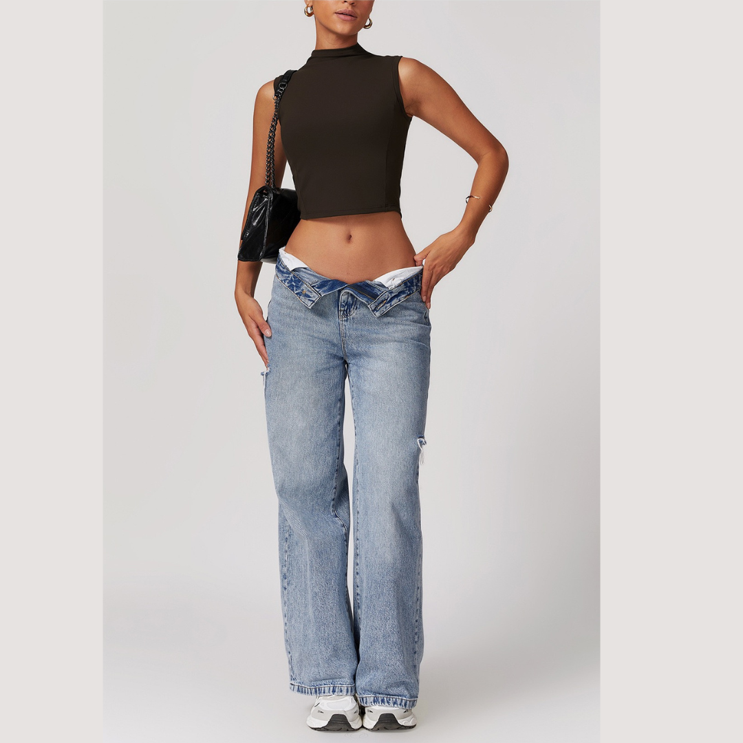 LILA Chic Vest Crop Top - Dark Coffee