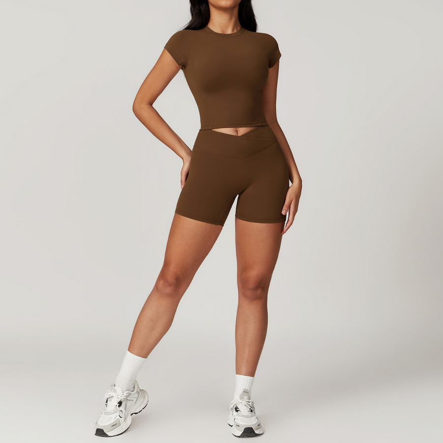 Sustainable Short Sleeve Short Set - Coffee