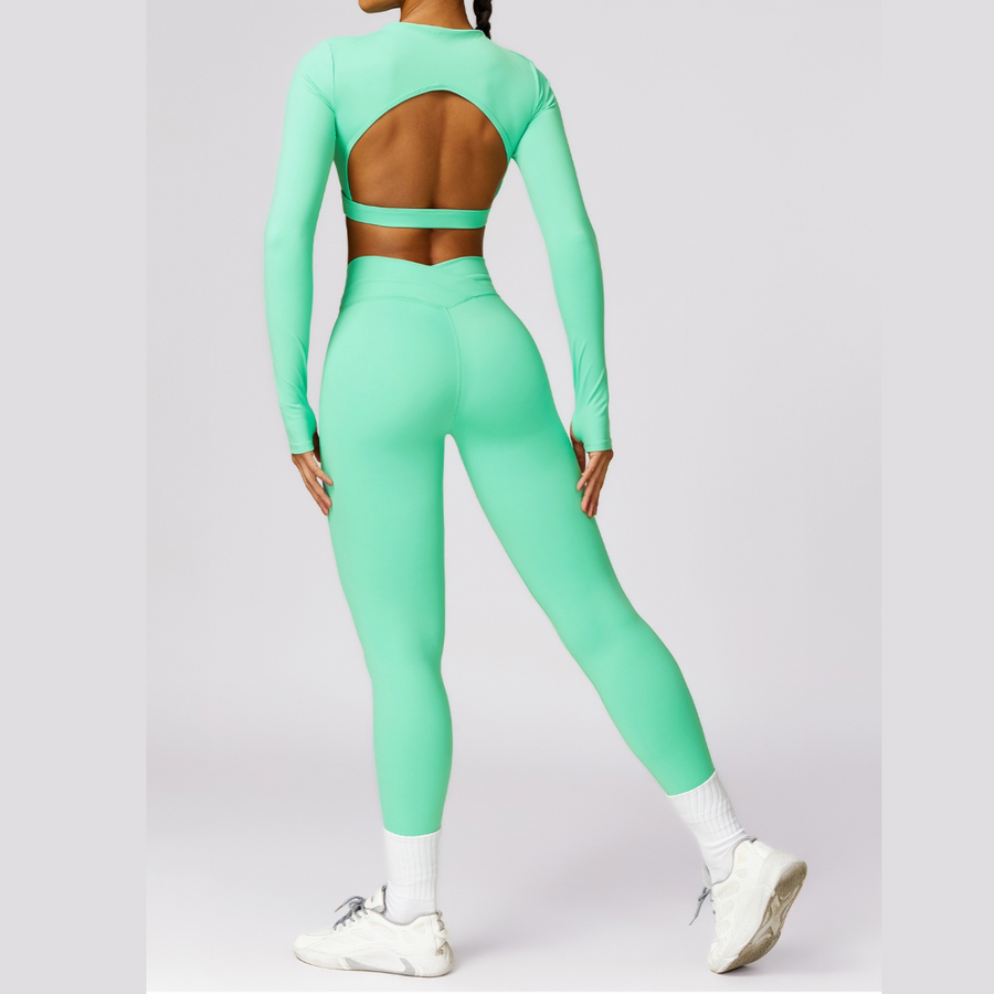 Elegant Long Sleeve Premium Legging Set - Green