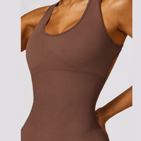 Seamless Cross Back Romper - Coffee