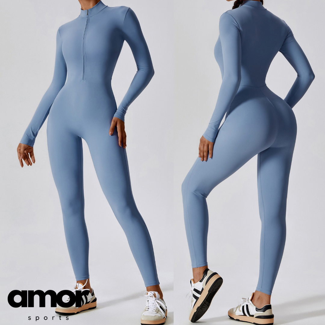 Classic Long-Sleeve Jumpsuit - Blue