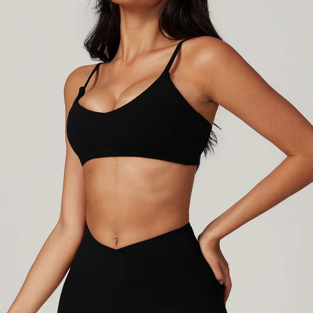 Sustainable Stylish Sports Bra Crop Top - Black