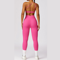 Single Shoulder Stylish Design Legging Set - Pink