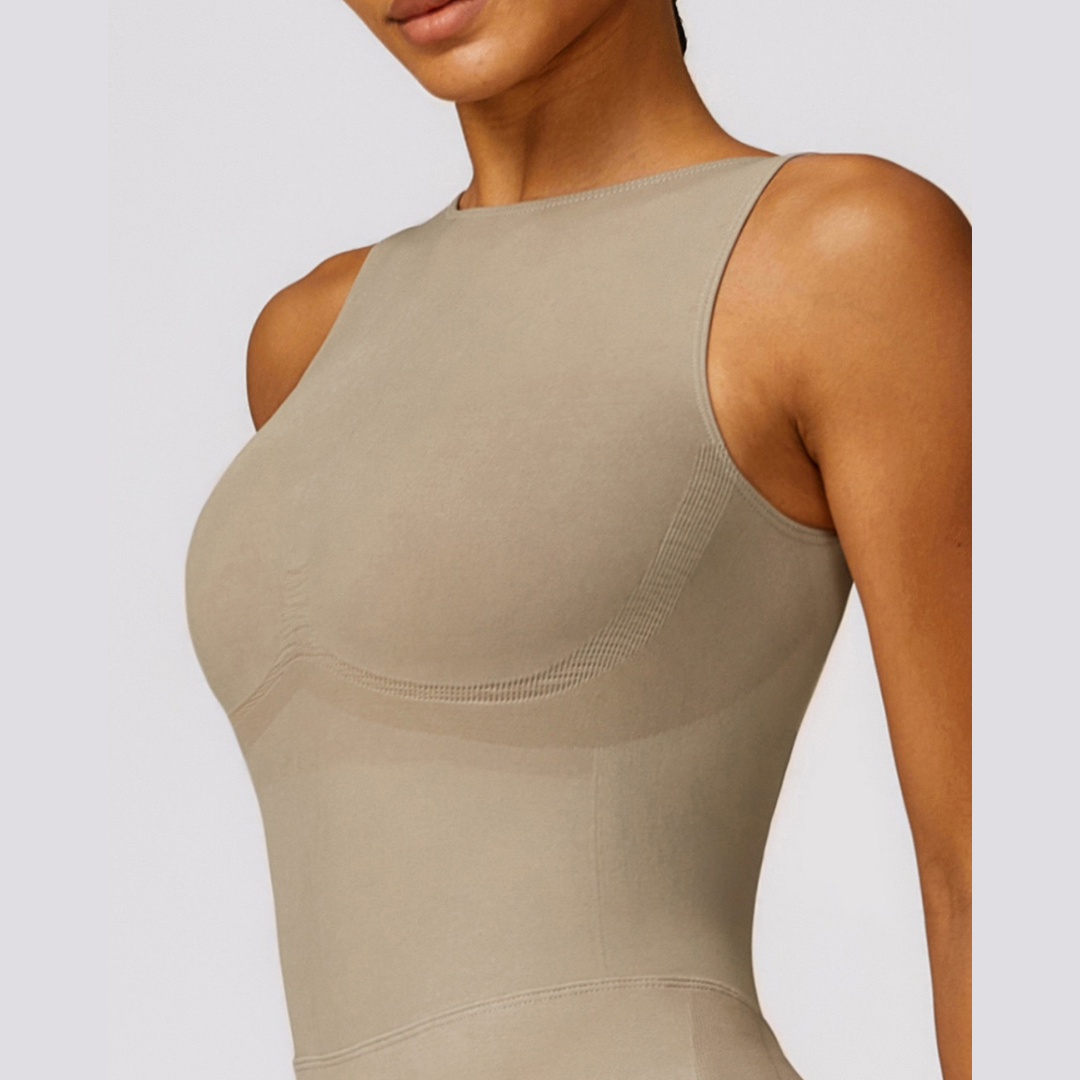 Seamless Deep-V Romper - Cement