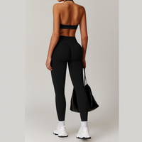 SANDY Seamless Backless Top Legging Set - Black