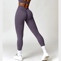 Premium V-Shape Scrunched Pocket Legging - Smoky Purple