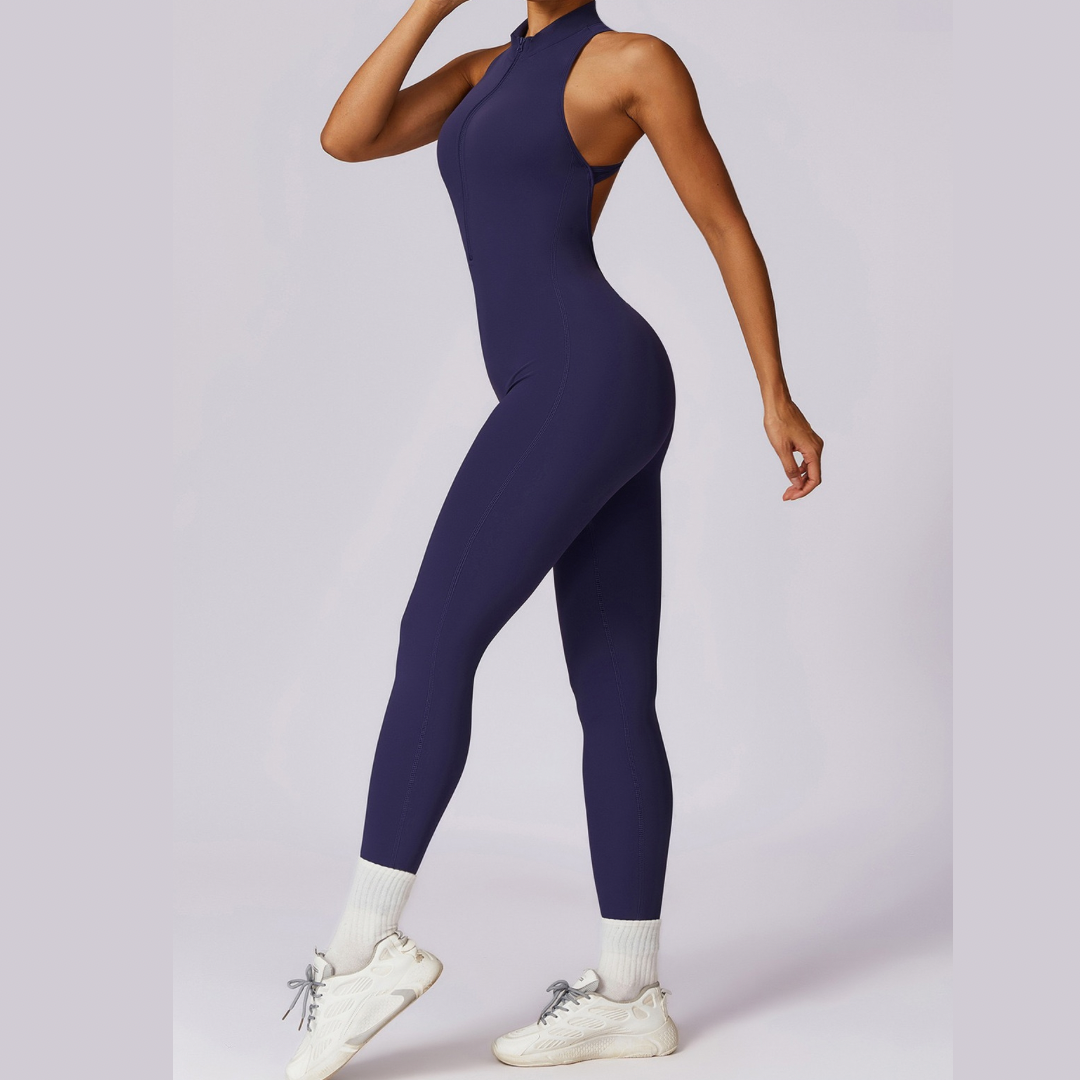 Scrunched Butt Lifting Jumpsuit - Navy Purple