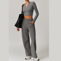 VERA Long Sleeve Top with Pants Set - Grey