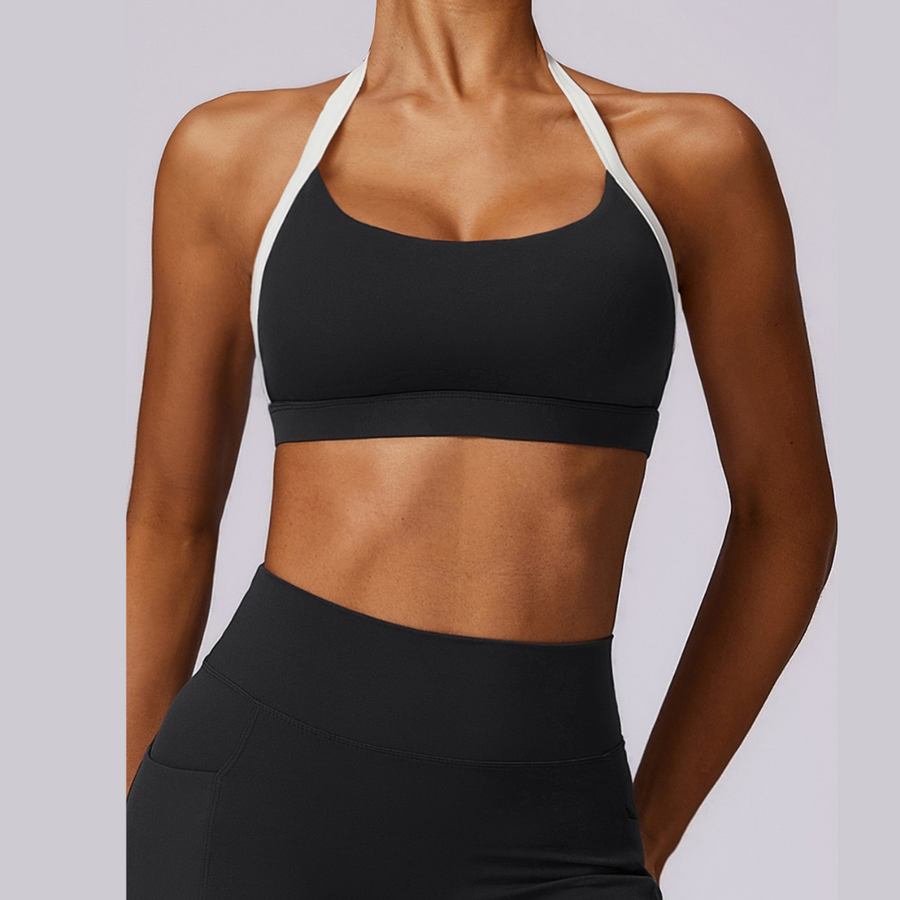 White Strap Stylish Backless Crop Top - Black