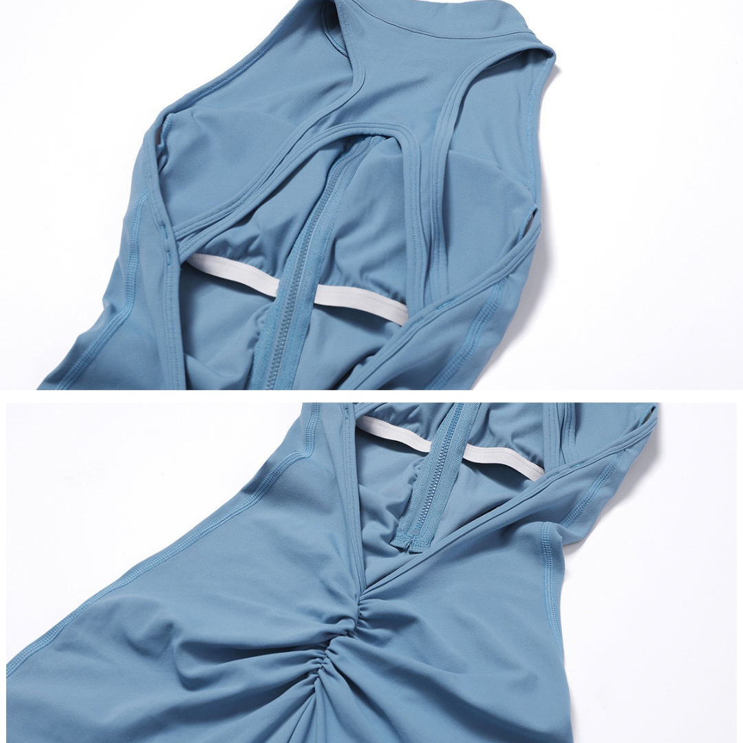 Scrunched Butt Lifting Jumpsuit - Foggy Blue