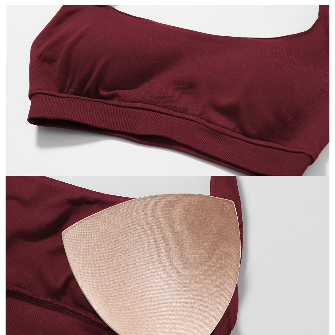 SANDY Seamless Backless Top Legging Set - Burgundy
