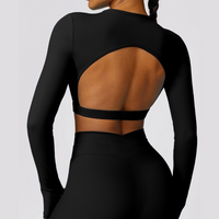 Elegant Long Sleeve Premium Crop Top - Black