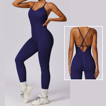 Slim Waist Backless Seamless Jumpsuit - Purple