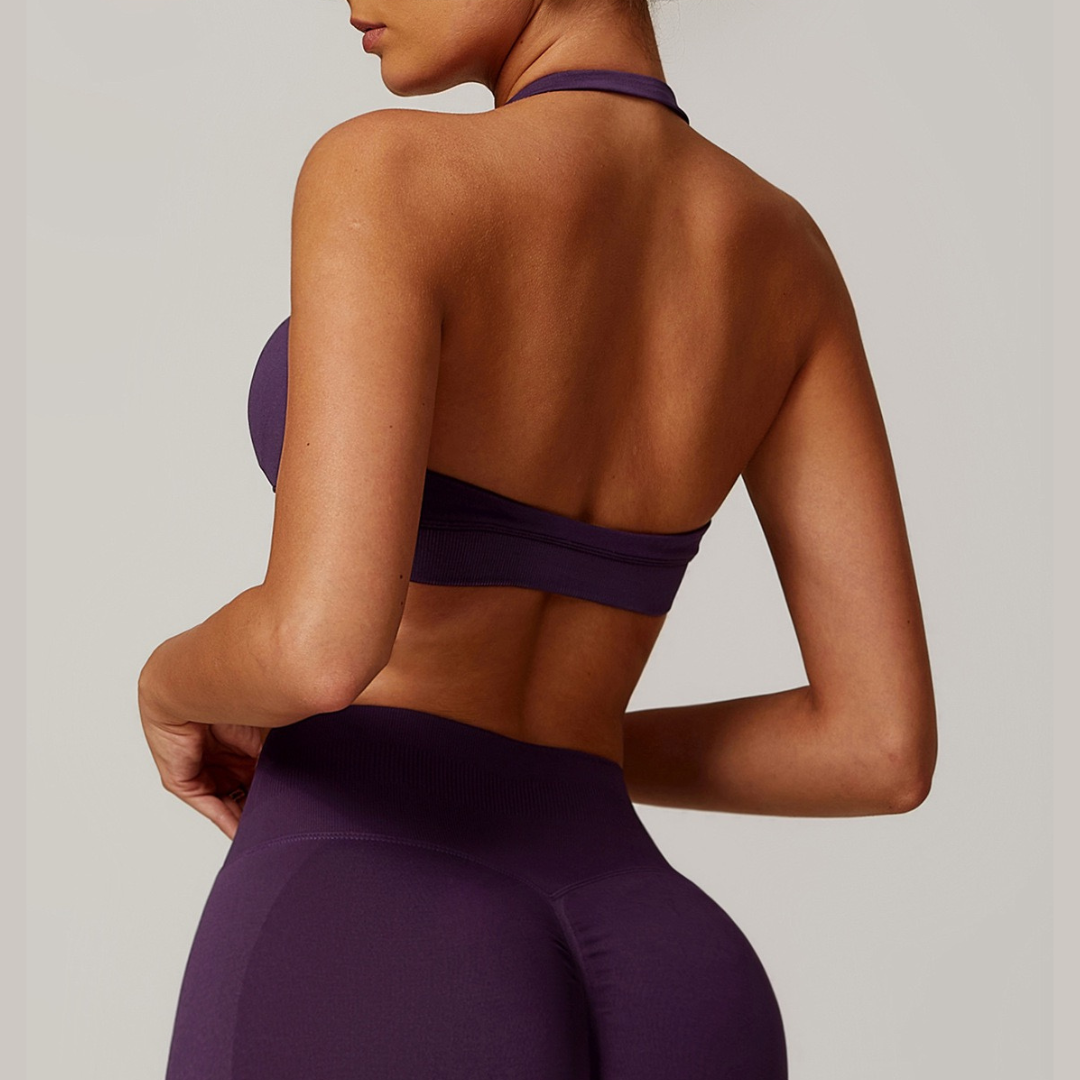 Sandy Stylish Backless Crop Top - Purple