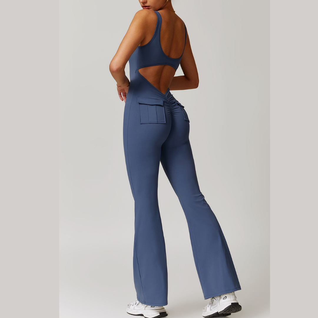 BOBBI Chic & Sculpted Flared Bottom Jumpsuit - Blue