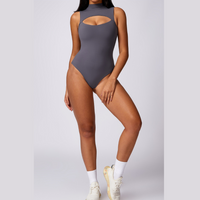 Sexy Stylish Loop Front Bodysuit - Coal Grey