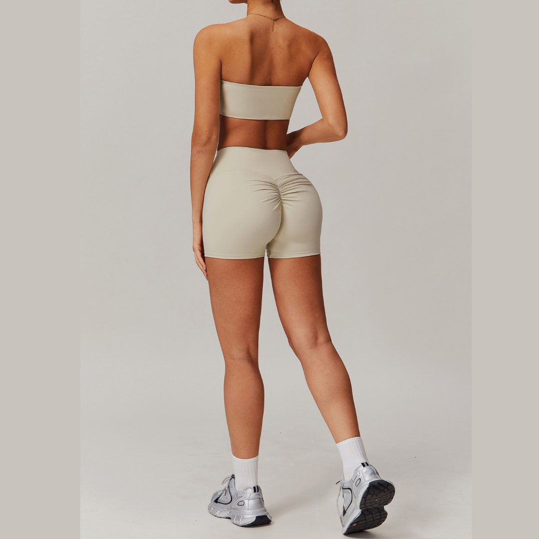SleekFlex Strapless Top Short Set - Beige