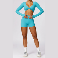 Long Sleeve Premium Short Set - Aqua Lake