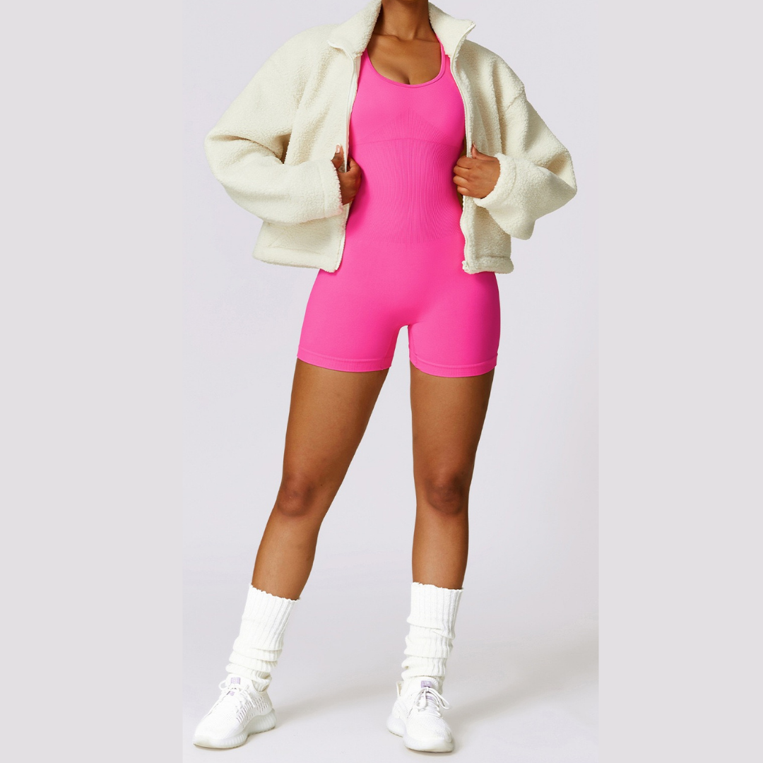 Seamless Cross Back Romper - Pink