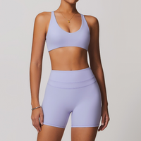 STELLA X-Back Crop Top Short Set - Lavender