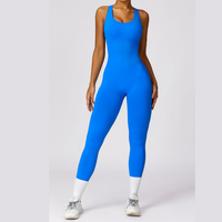 Seamless Cross Back Stylish Jumpsuit - Blue