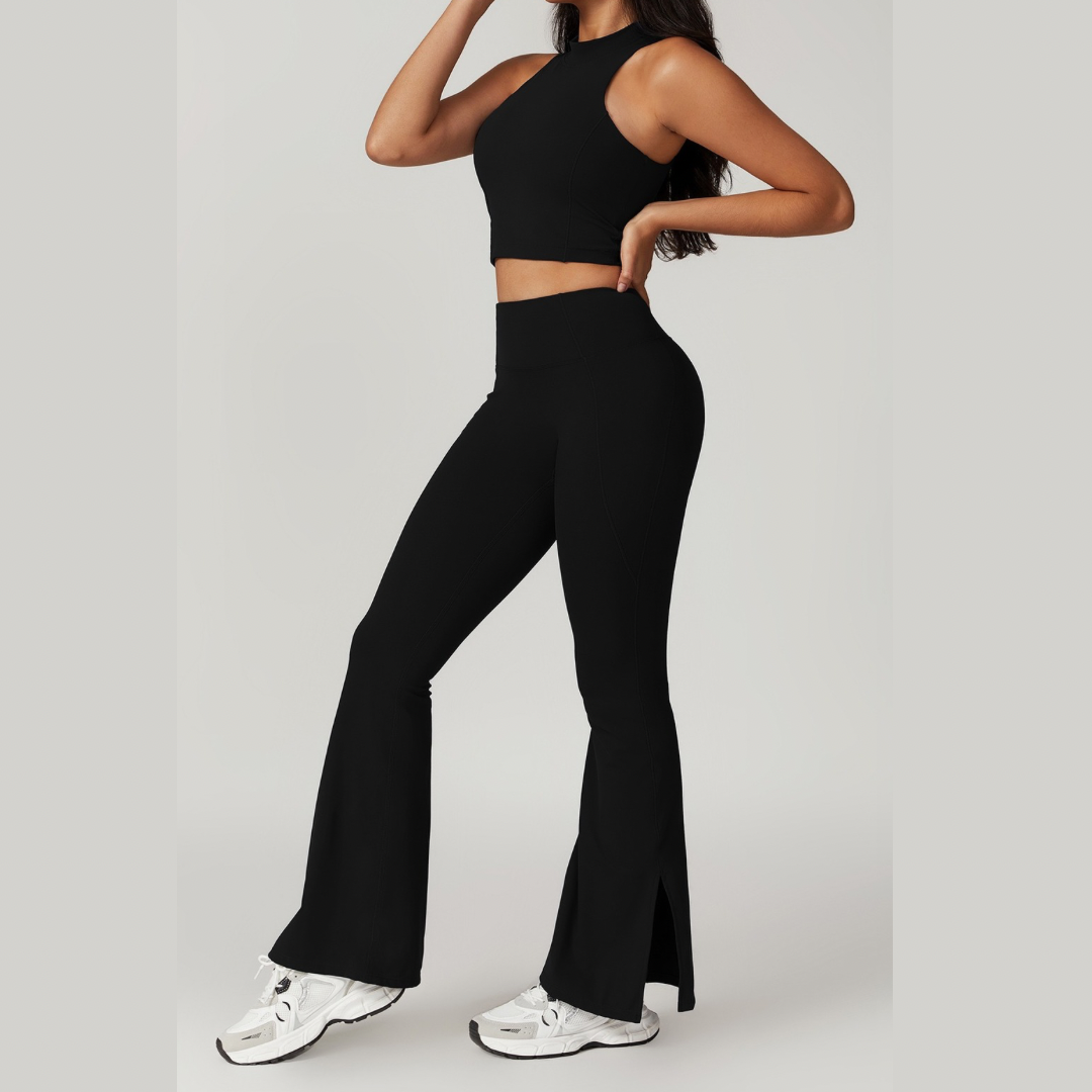CAMILA Strong Support Vest Top Legging Set - Black