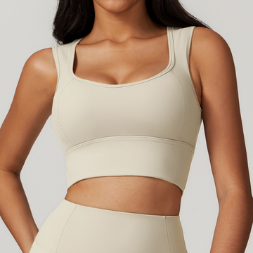 BELLE Chic Style Open Back Crop Top - Cream