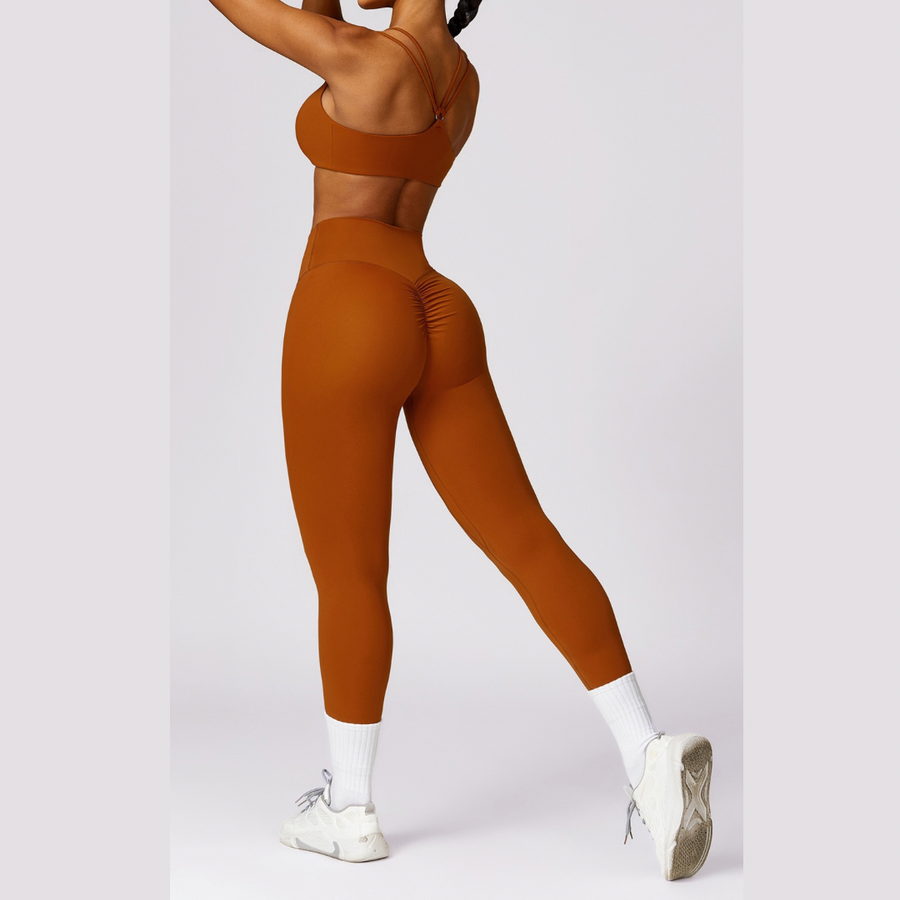 Unique Design Scrunch Skinny Legging Set - Red Clay